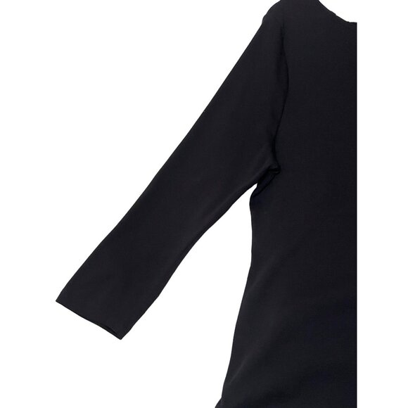 Talbots Women's Black Pima Cotton Tee Shirt Size L 3/4 Sleeve Stretch Goth - Picture 3 of 16